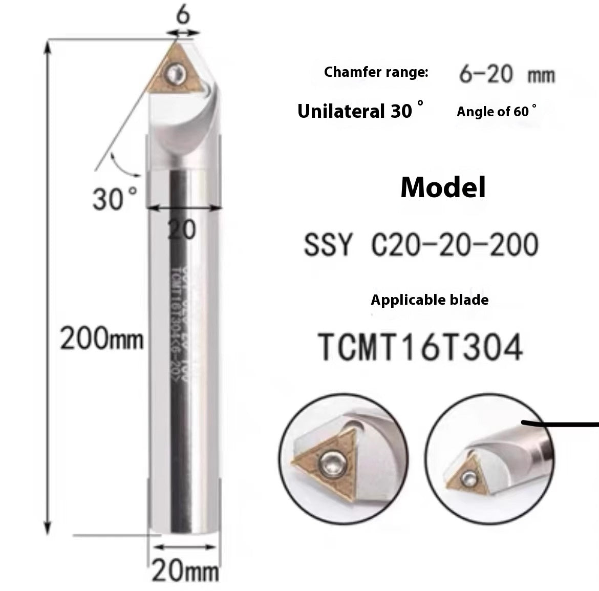 1144-Shedding type fixed-point chamfering cutter 30 degree 45 degree 60 degree chamfering cutter bar SSK/SSP/TCM/SSY/SSO/SSH Shandong Denso Pricision Tools Co.,Ltd.